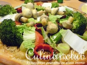 Pizza con pancetta e broccoli -     