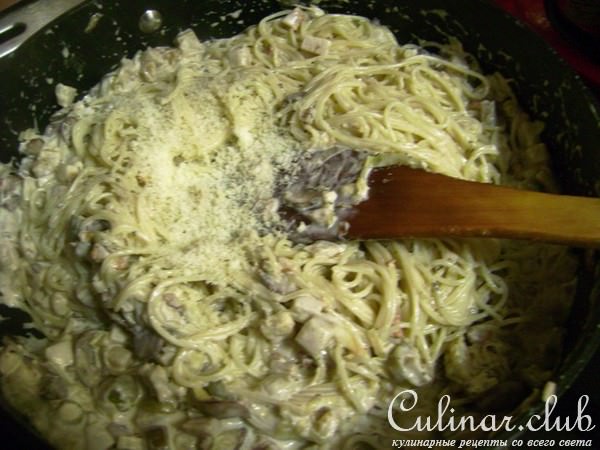         . Capellini with eggplant and mushrooms. 