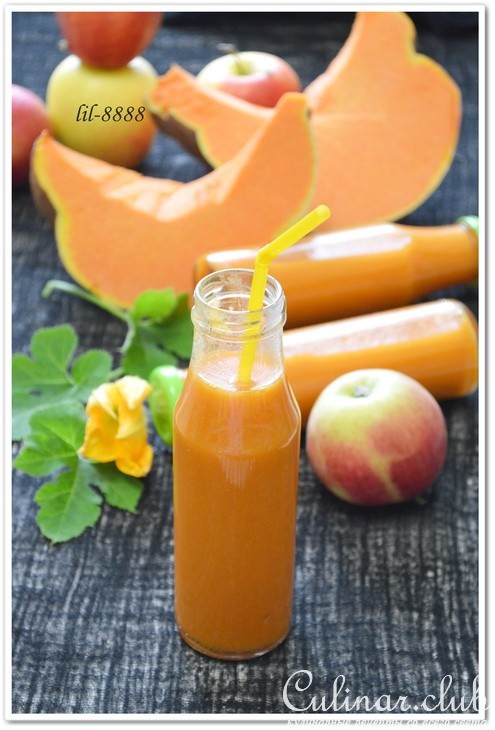 Тыквенно-яблочно-морковный сок с мякотью. 