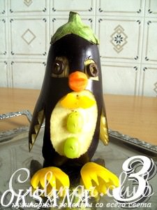 Пингвины из оливок с сыром и морковью