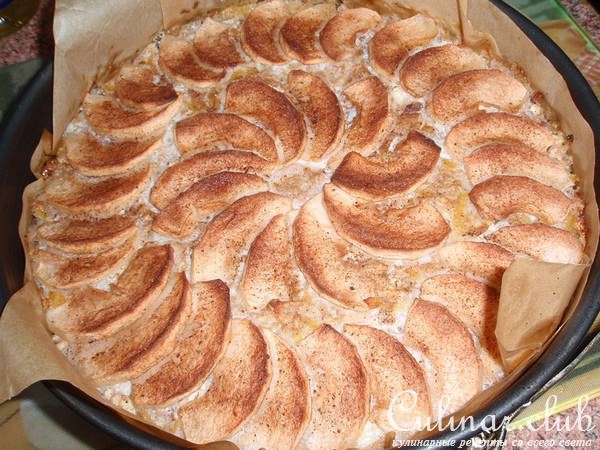 Овсяный пирог с яблочно-тыквенной начинкой 