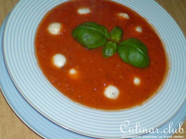 Быстрый томатный супчик с сыром "Моцарелла" 